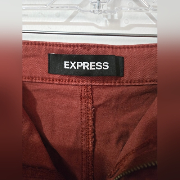 Express Orange Pleated Mom Short High-Rise Cuffed Chino Shorts Women's Size 14 - Picture 4 of 5